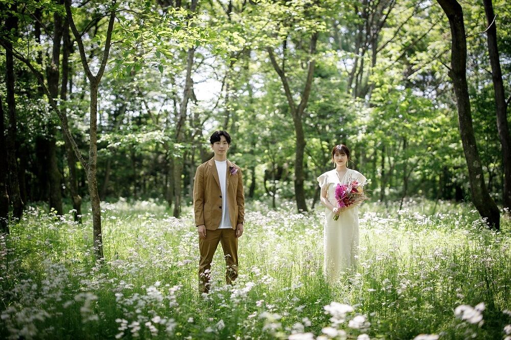 草原　結婚写真